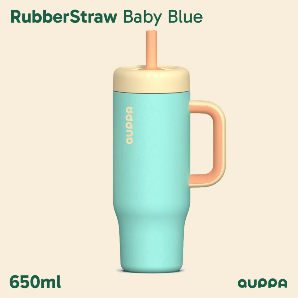 Tumbler Quppa RubberStraw 650ML BabyBlue